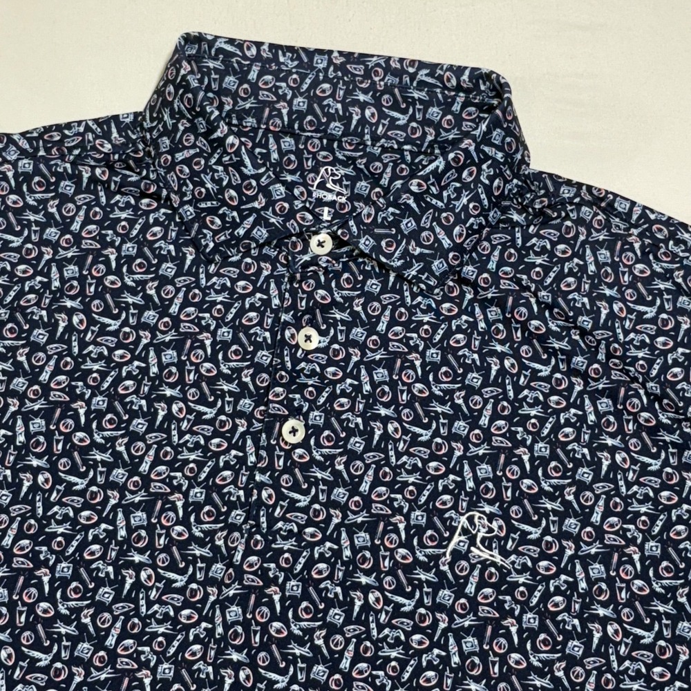 Rhoback Polo Shirt Mens Large Navy Georgia Peaches Icons Performance Golf Tee